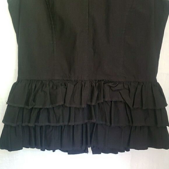 Grunge Emo Sleeveless Tiered Pleated Zip Up Vest Studs Whimsy Goth Womens Size S - Picture 8 of 13